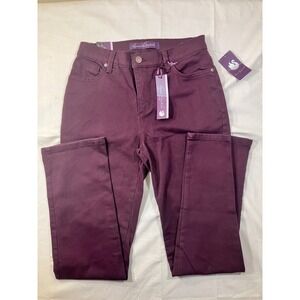 Gloria Vanderbilt Amanda Slimming Tapered‎ Jeans Burgundy 4P 60429081-UV6 NWT